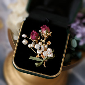 Handmade Brooch Pin with Real Flowers
