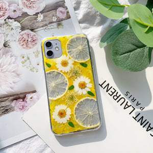 Handmade Phone Case with Real Flower & Fruit