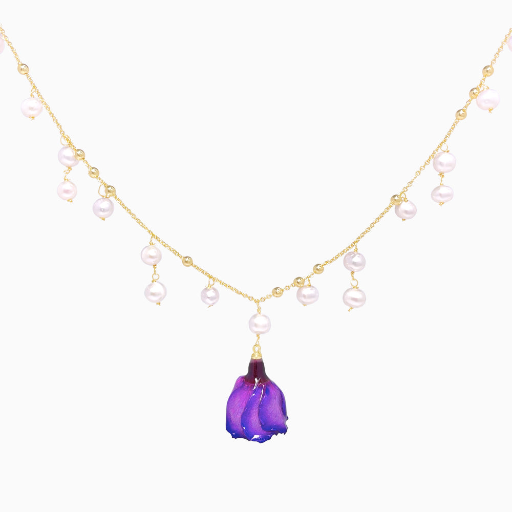 Pendant Necklace with Purple Flower