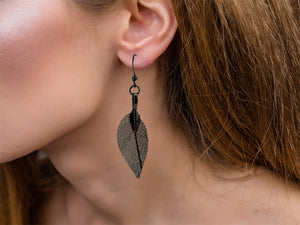 Small Real Leaf Dangle Earrings
