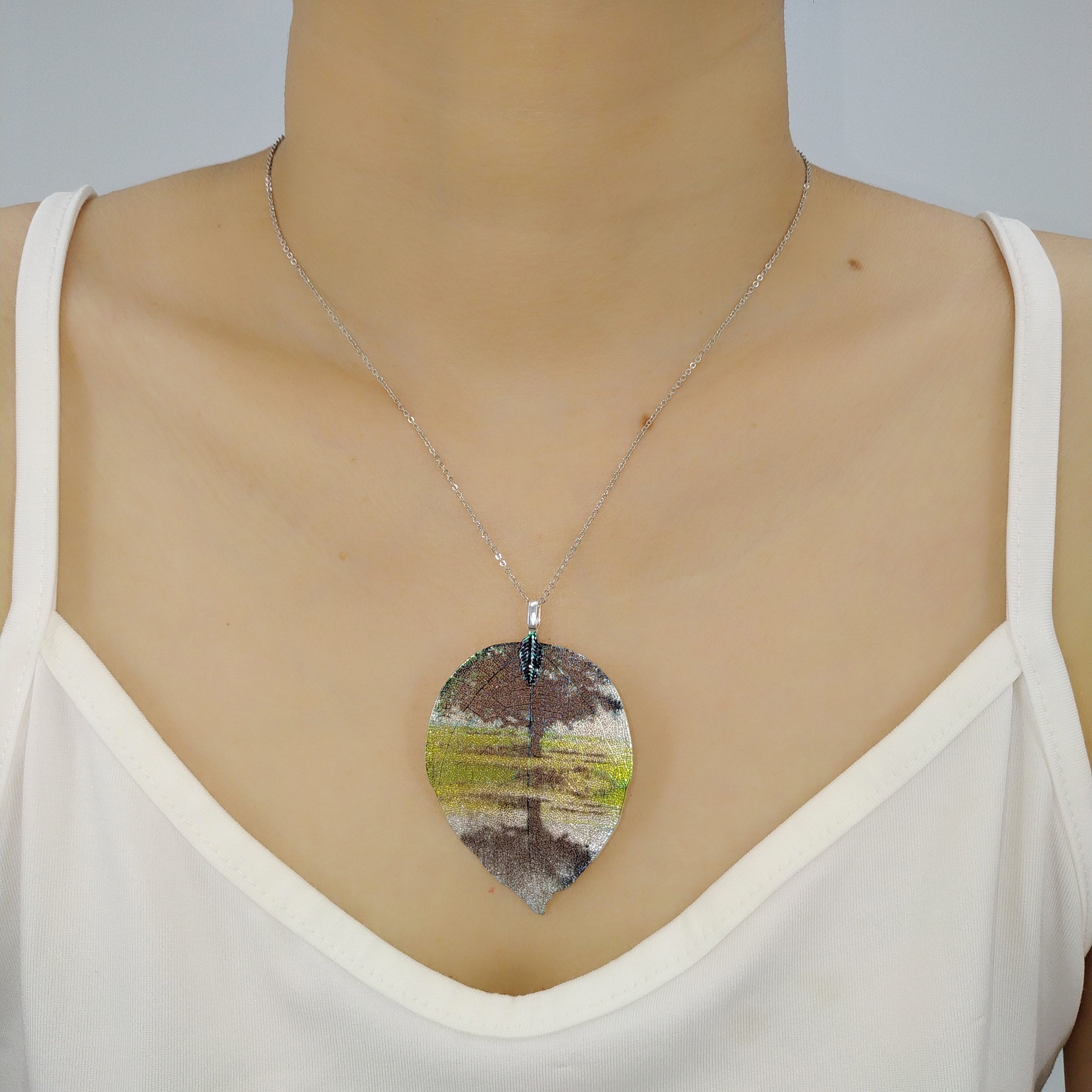 Landscape - Real Leaf Pendant Necklace