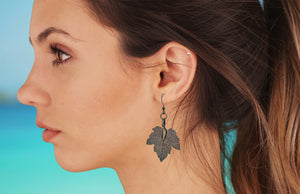 Maple Leaf - Real Leaf Dangle Earrings