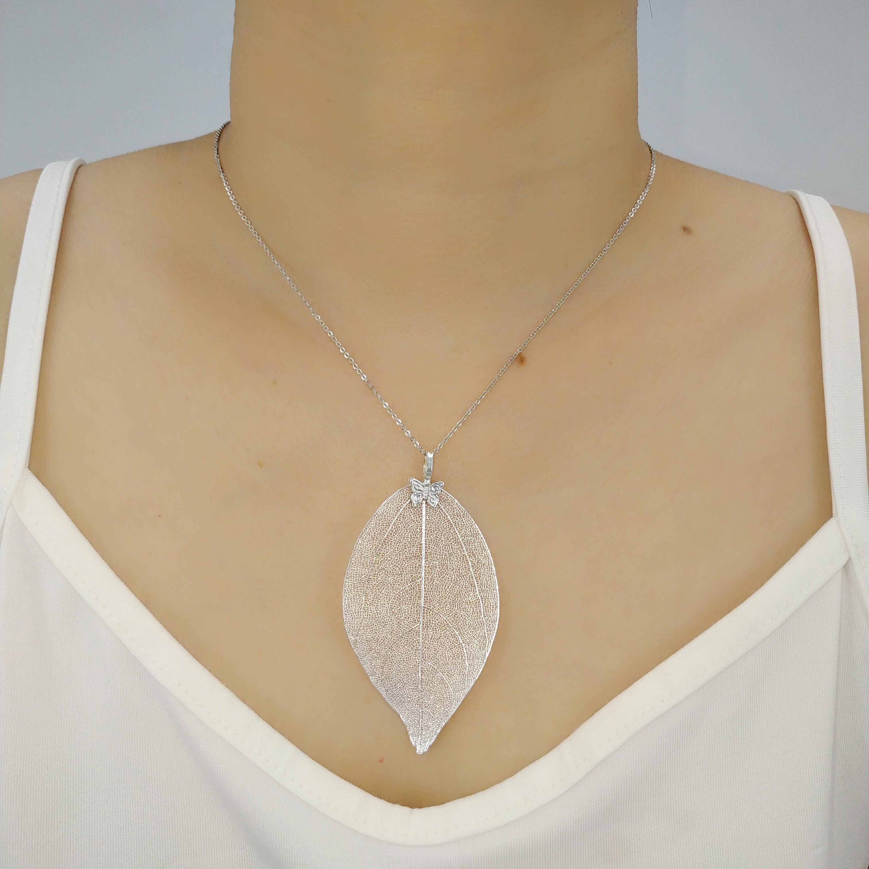 Real Leaf Pendant Necklace