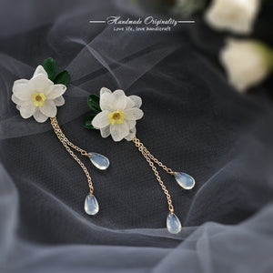 Floral Dangle Earrings with Real Flowers