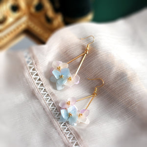 Floral Dangle Earrings with Real Flower & Pearls