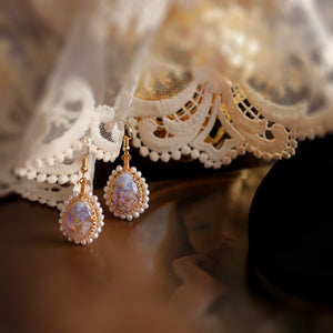 Pressed Flower Dangle Earrings with Pearls