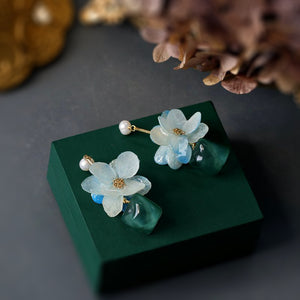 Real Flower Dangle Earrings