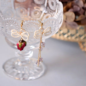 Floral Dangle Earrings with Real Flower