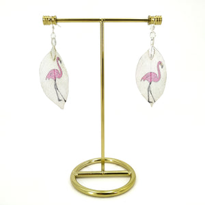 Flamingo - Real Leaf Dangle Earrings