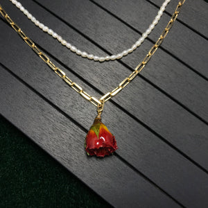 Pendant Necklace with Real Flower