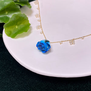 Floral Necklace with Blue Flower