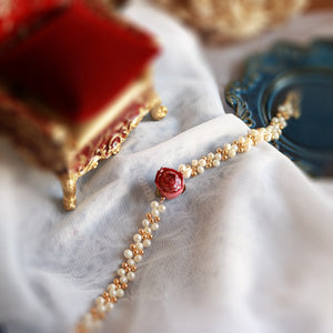Pearl Necklace with Real Flower