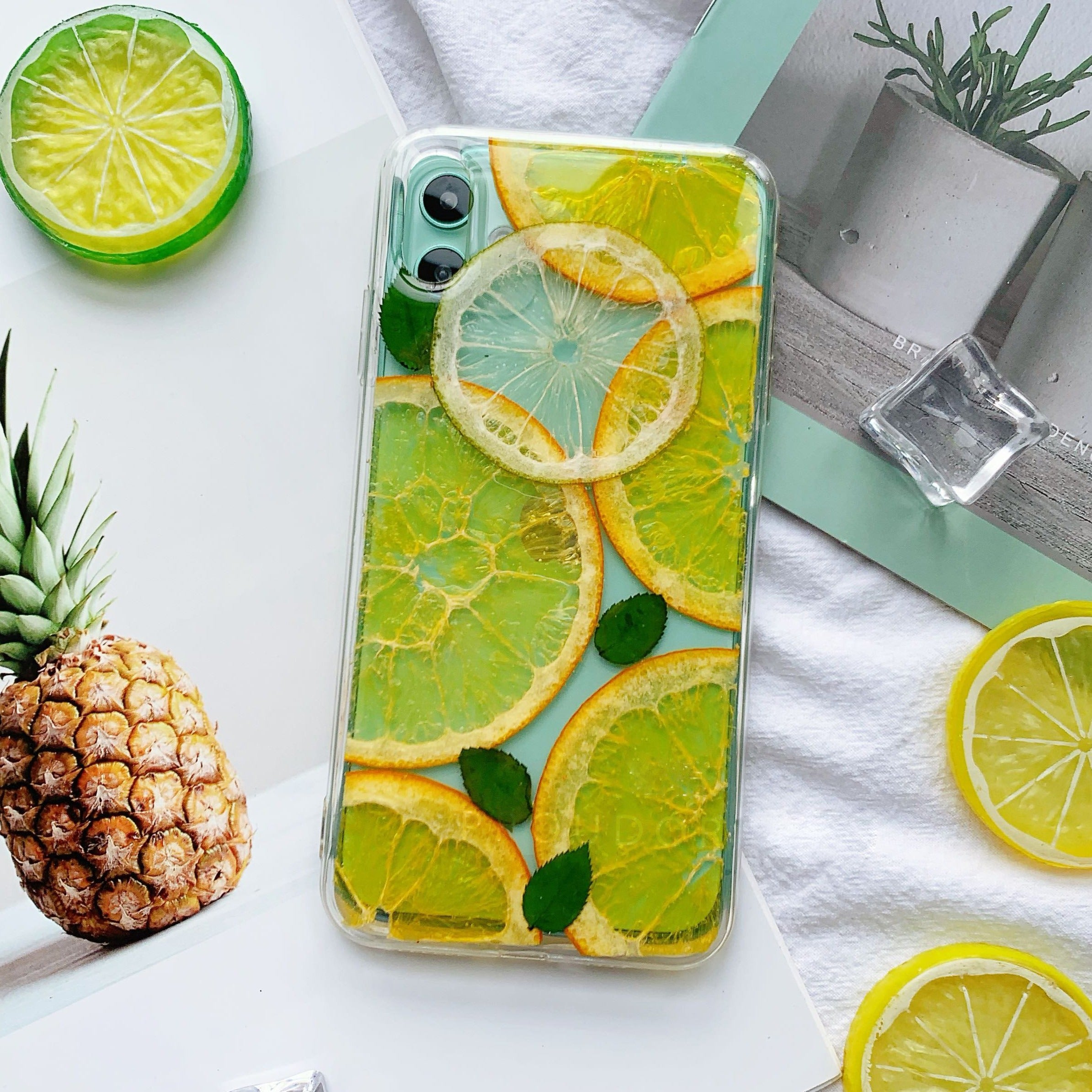 Handmade Phone Case with Real Flower & Fruit