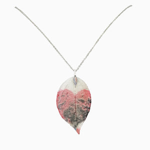 Red heart - Real Leaf Pendant Necklace